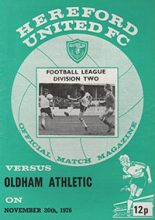 Hereford United v Oldham Athletic 20-Nov-1976