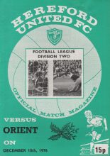 Hereford United v Leyton Orient 18-Dec-1976