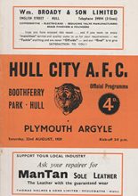 Hull City v Plymouth Argyle 22-Aug-1959
