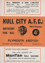 Hull City v Plymouth Argyle 23-Aug-1958