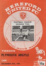 Hereford United v Plymouth Argyle 29-Dec-1976