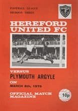 Hereford United v Plymouth Argyle 08-Mar-1975
