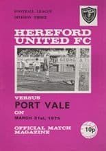 Hereford United v Port Vale 31-Mar-1975