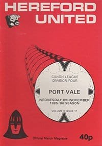 Hereford United v Port Vale 06-Nov-1985