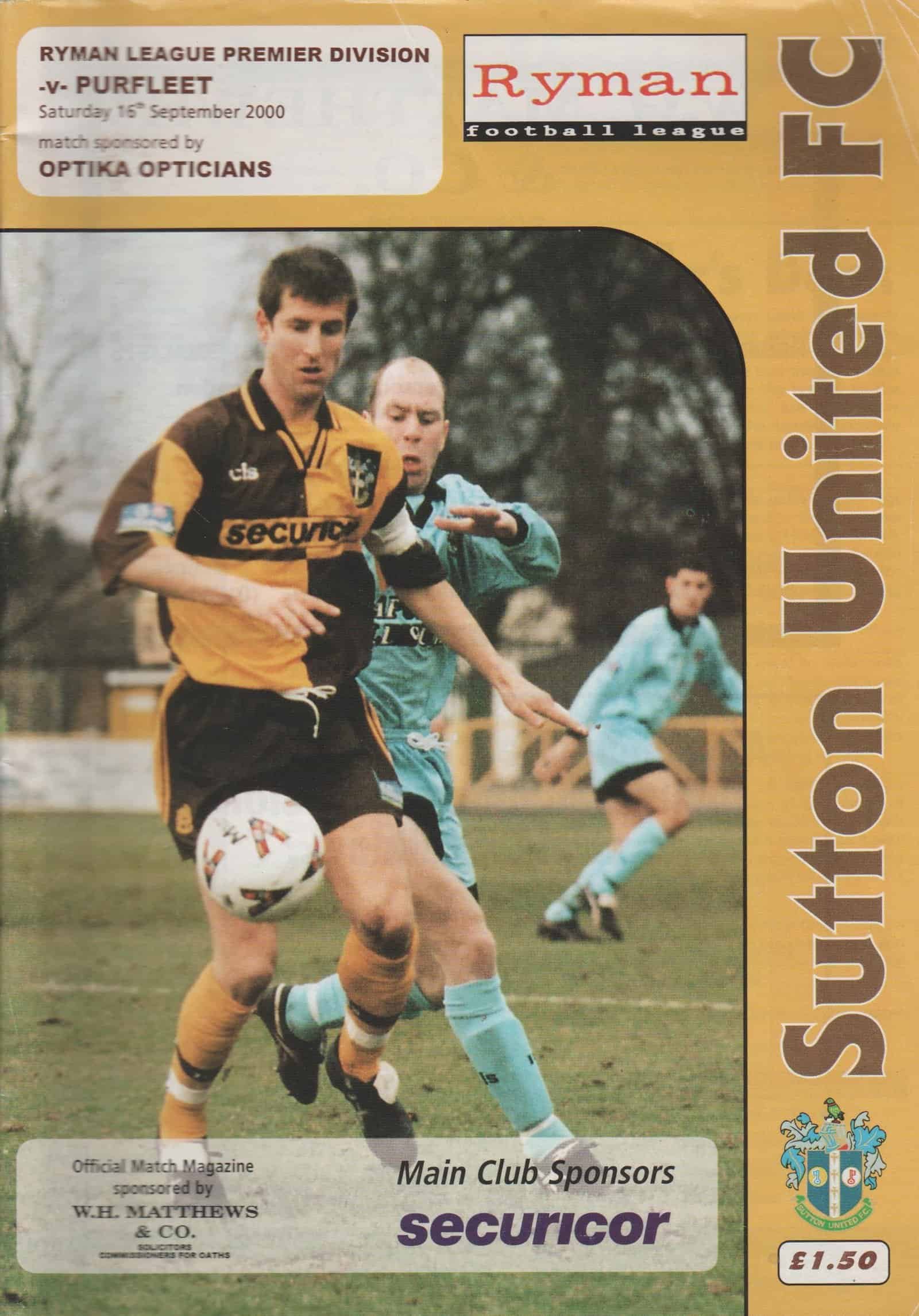 Sutton United v Purfleet 16-Sep-2000