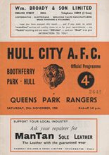 Hull City v Queens Park Rangers 29-Nov-1958