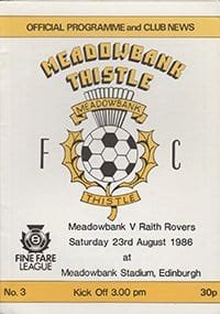 Meadowbank Thistle v Raith Rovers 23-Aug-1986