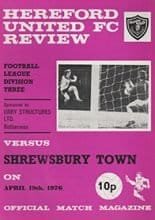 Hereford United v Shrewsbury Town 19-Apr-1976