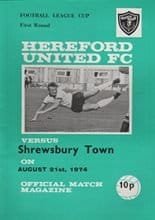 Hereford United v Shrewsbury Town 21-Aug-1974