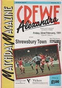 Crewe Alexandra v Shrewsbury Town 22-Feb-1991