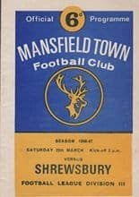 Mansfield Town v Shrewsbury Town 25-Mar-1967