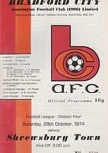 Bradford City v Shrewsbury Town 26-Oct-1974
