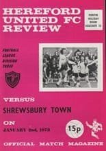 Hereford United v Shrewsbury Town 02-Jan-1978