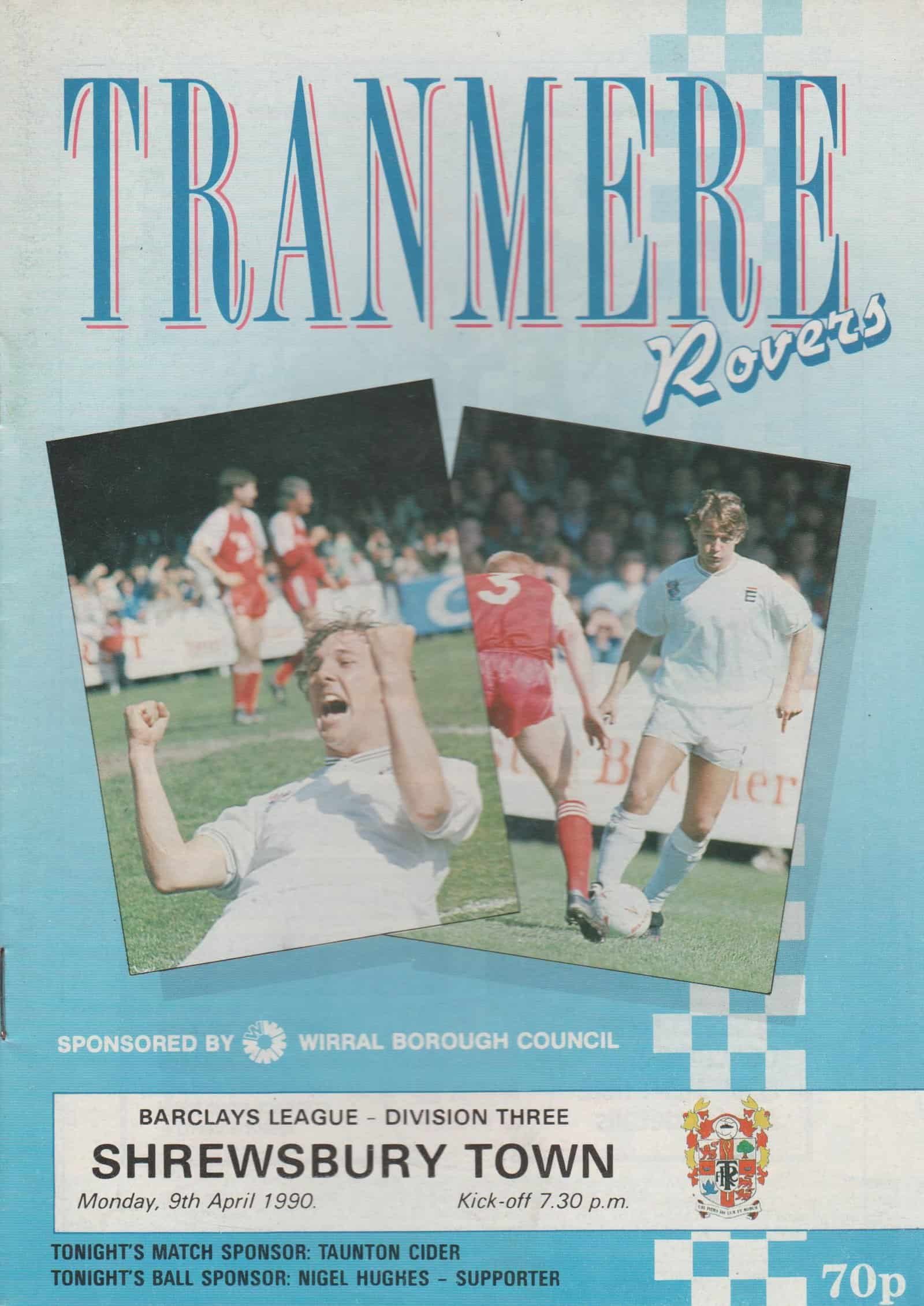Tranmere Rovers v Shrewsbury Town 09-Apr-1990