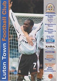 Luton Town v Shrewsbury Town 09-Nov-2001