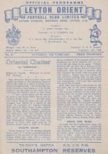 Leyton Orient Reserves v Southampton Reserves 16-Feb-1957