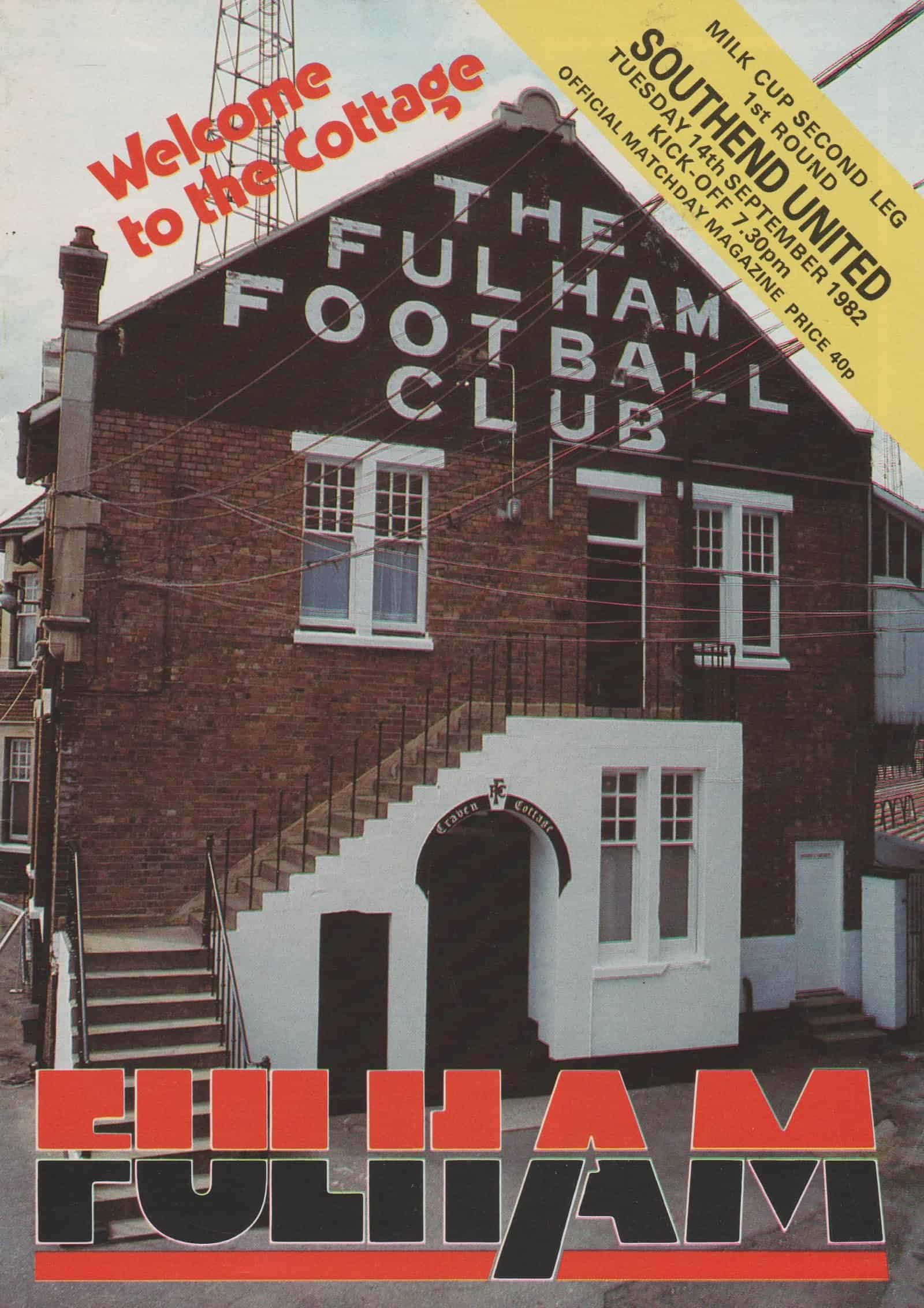 Fulham v Southend United 14-Sep-1982