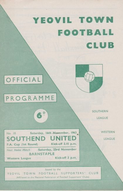 Yeovil Town v Southend United 16-Nov-1963