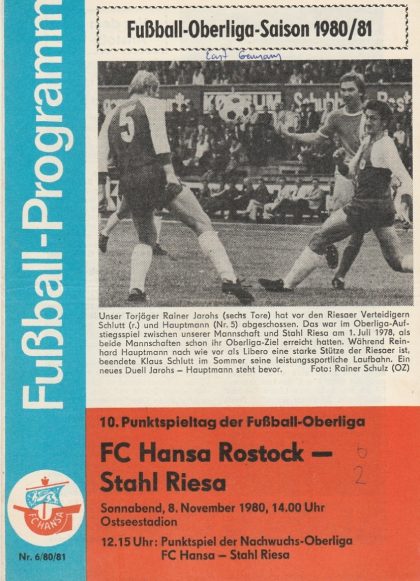 Hansa Rostock vs BSG Stahl Riesa 08-Nov-1980