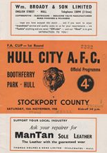 Hull City v Stockport County 15-Nov-1958