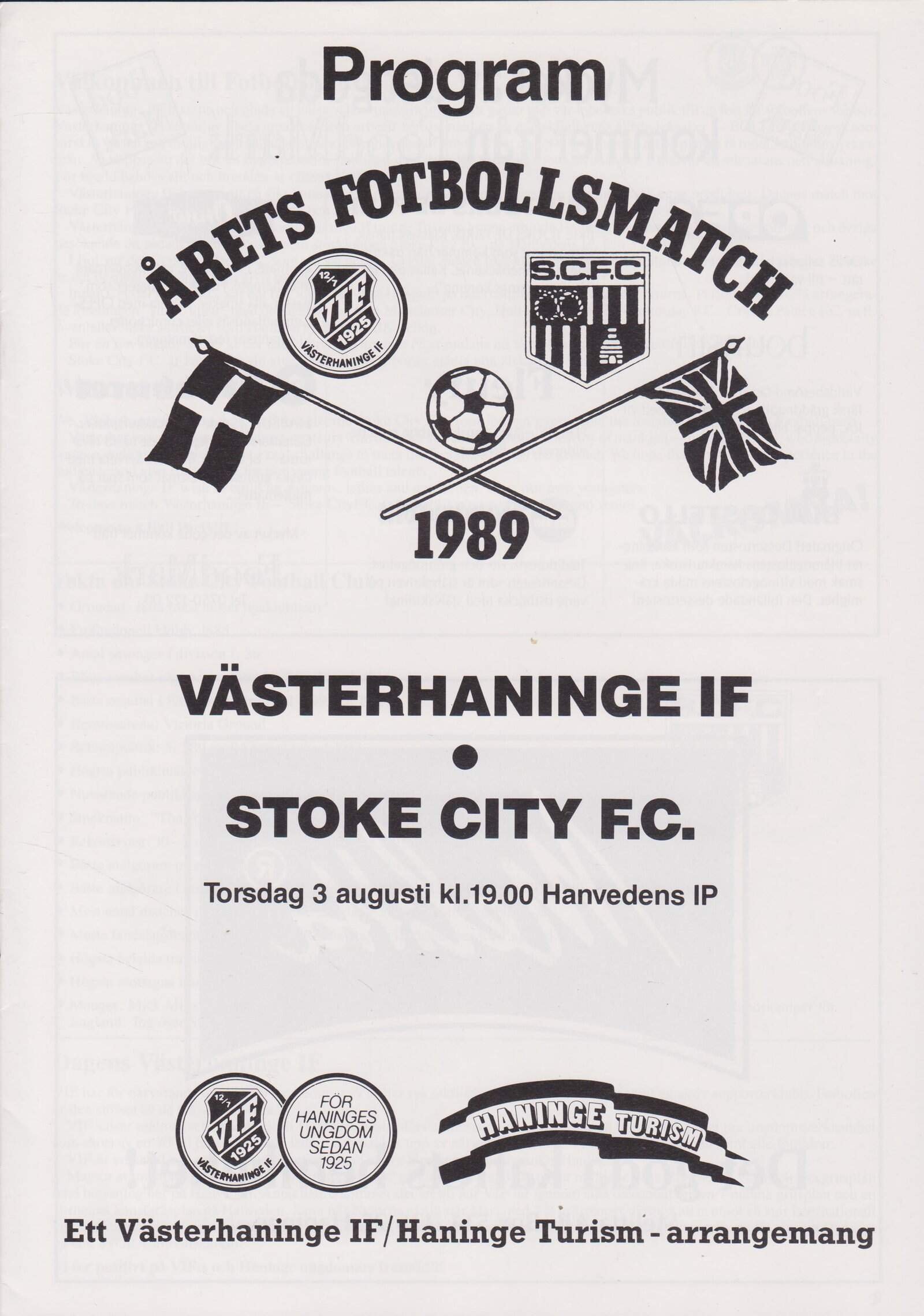 Vasterhaninge IF v Stoke City 03-Aug-1989