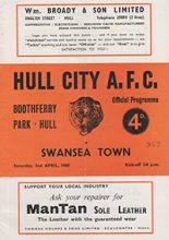 Hull City v Swansea Town 02-Apr-1960
