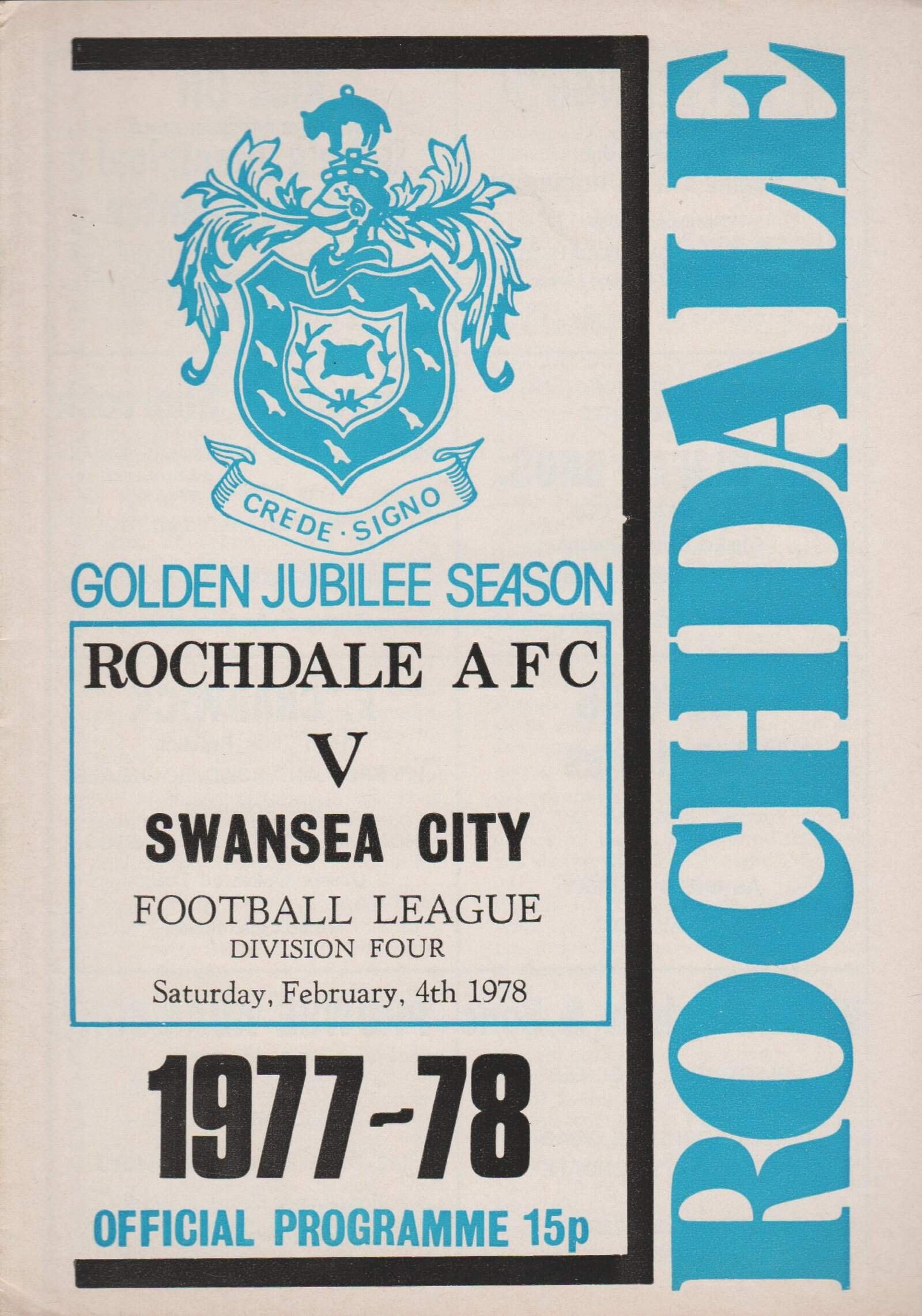 Rochdale v Swansea City 04-Feb-1978