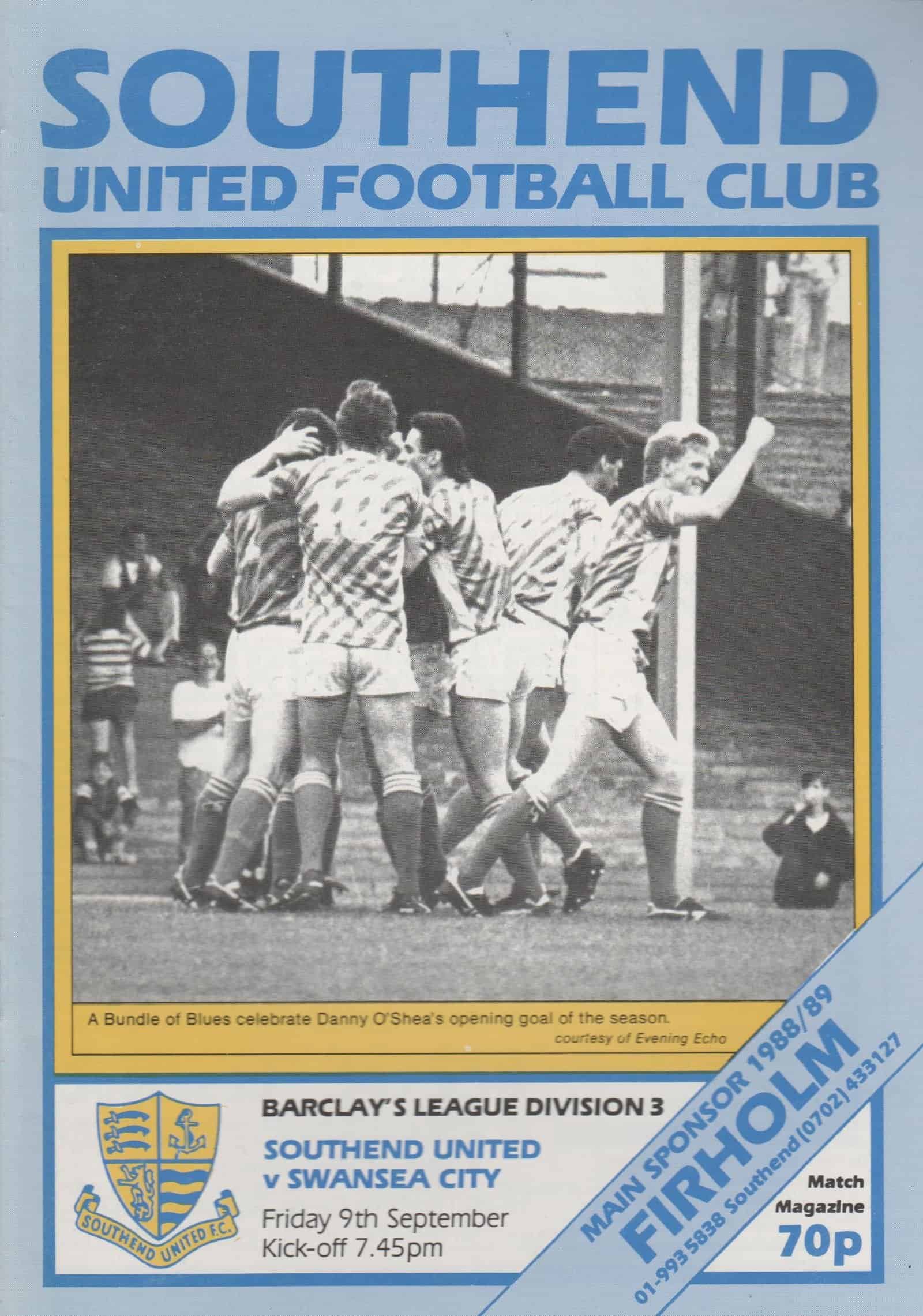 Southend United v Swansea City 09-Sep-1988