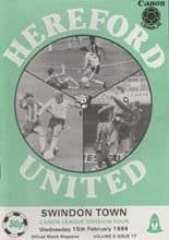 Hereford United v Swindon Town 15-Feb-1984