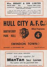Hull City v Swindon Town 01-Sep-1958