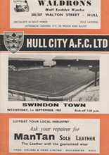 Hull City v Swindon Town 01-Sep-1965