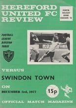 Hereford United v Swindon Town 03-Dec-1977