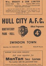 Hull City v Swindon Town 03-Feb-1962