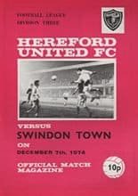 Hereford United v Swindon Town 07-Dec-1974