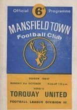 Mansfield Town v Torquay United 31-Oct-1966