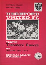 Hereford United v Tranmere Rovers 18-Jan-1975