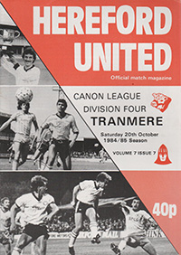 Hereford United v Tranmere Rovers 20-Oct-1984