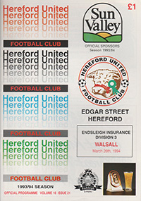 Hereford United v Walsall 26-Mar-1994