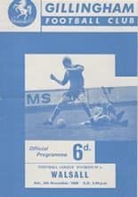 Gillingham v Walsall 09-Nov-1968