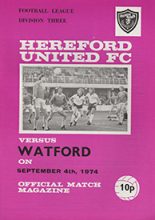 Hereford United v Watford 04-Sep-1974