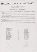 Halifax Town v Watford 1989-90