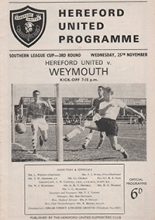 Hereford United v Weymouth 25-Nov-1964