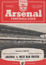 Arsenal v West Ham United 13-Oct-1962