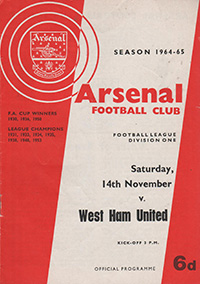 Arsenal v West Ham United 14-Nov-1964