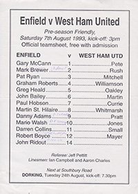 Enfield v West Ham United 07-Aug-1993