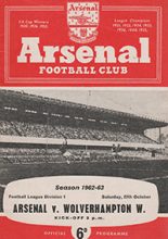 Arsenal v Wolverhampton Wanderers 27-Oct-1962