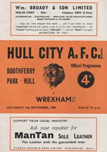 Hull City v Wrexham 06-Sep-1958