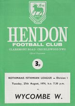 Hendon v Wycombe Wanderers 27-Aug-1974