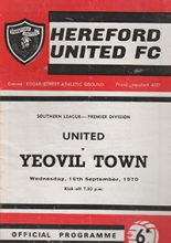 Hereford United v Yeovil Town 16-Sep-1970