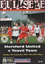 Hereford United v Yeovil Town 17-Sep-2002